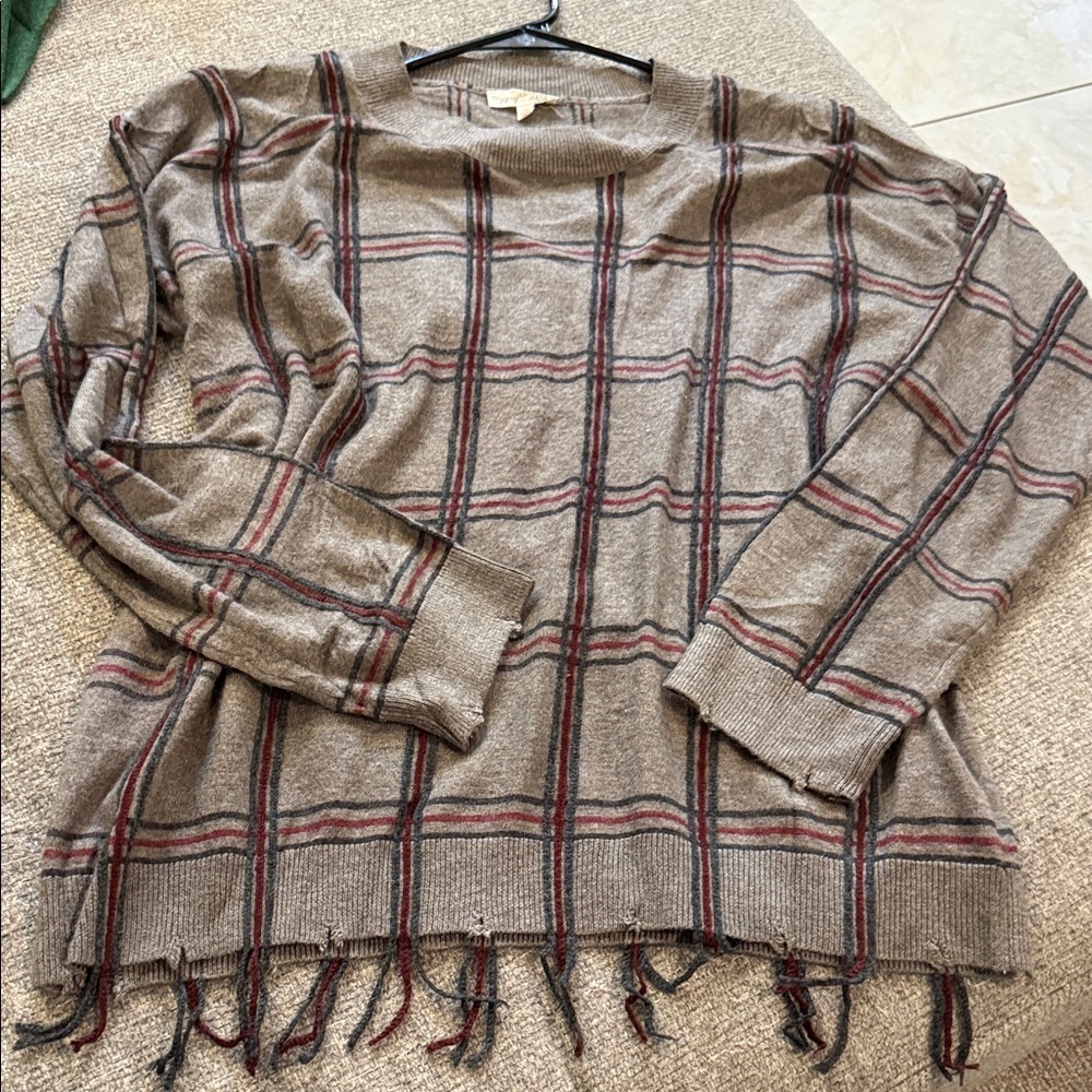 Mystree Gray and Red Knit Sweater